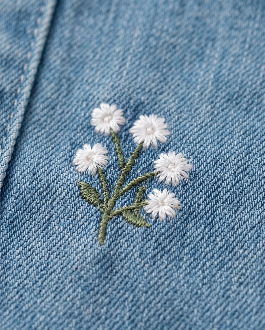 Çiçek Nakışlı kot jile 1-4 YAŞ