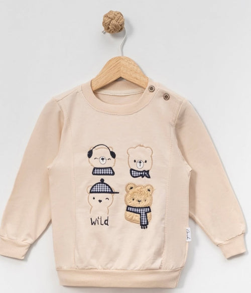 ERKEK ÇOCUK 1-4 YAŞ APLİKE AYCIKLI SWEAT -AĞRI