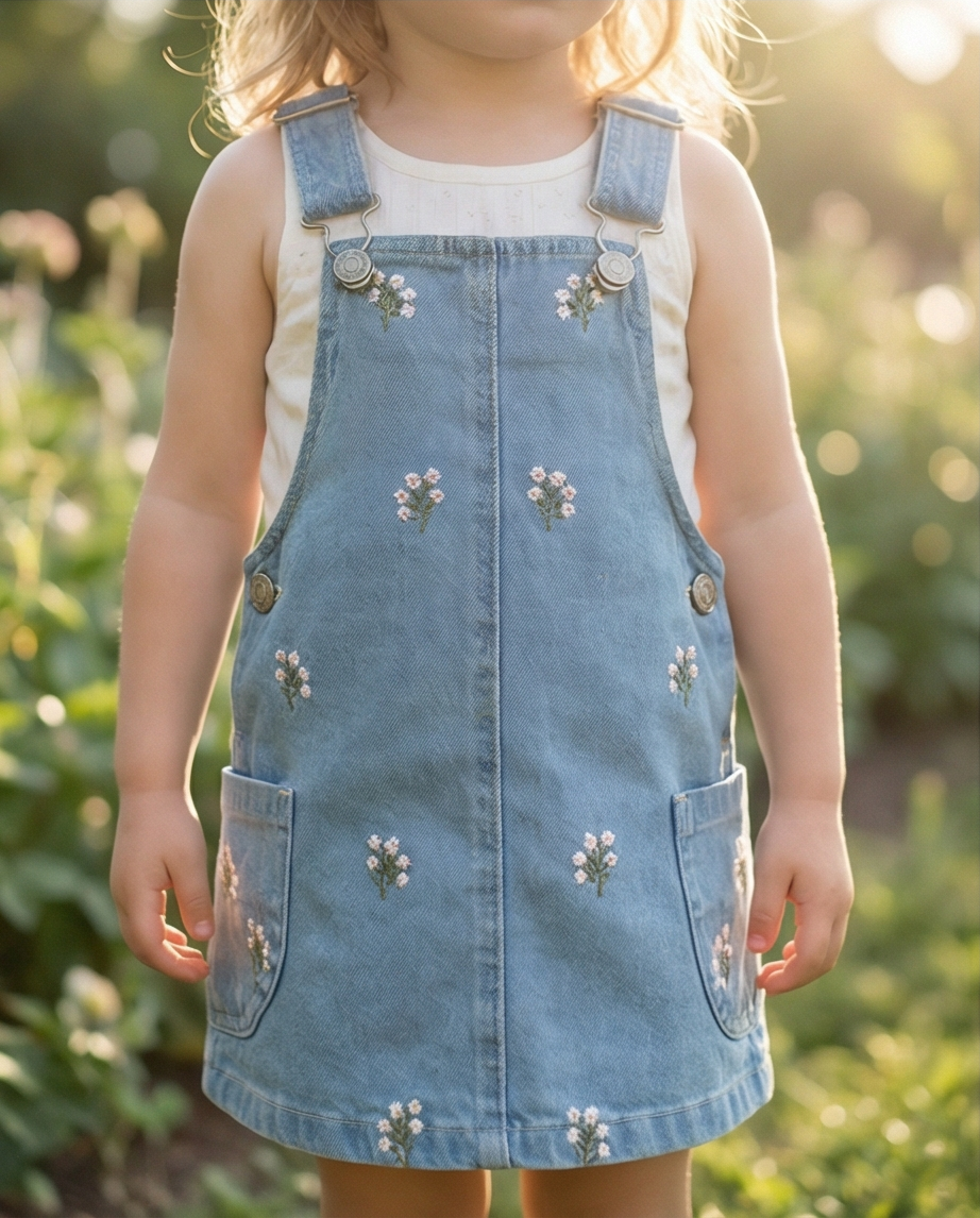 Çiçek Nakışlı kot jile 1-4 YAŞ